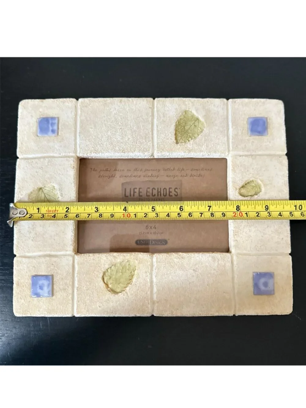Vintage Life Echoes Botanical Leaf & Tile 4x6 Picture Frame Stone Look
